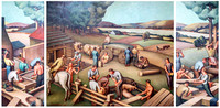 Murals in the north hearing room showing early Ohio settlers