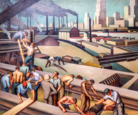 Mural in the north hearing room showing 1933 modern industry.